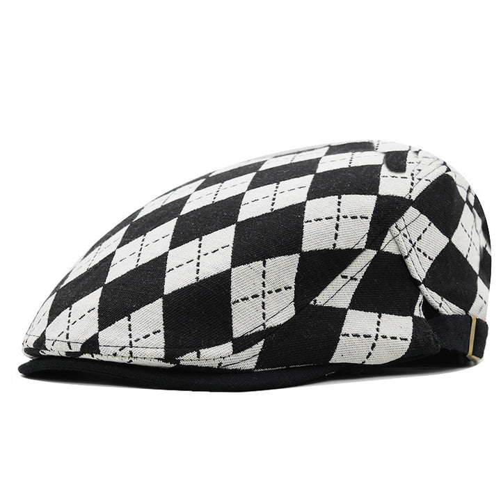 Retro Plaid Short Brim Advance Hats British Casual Painter Hat