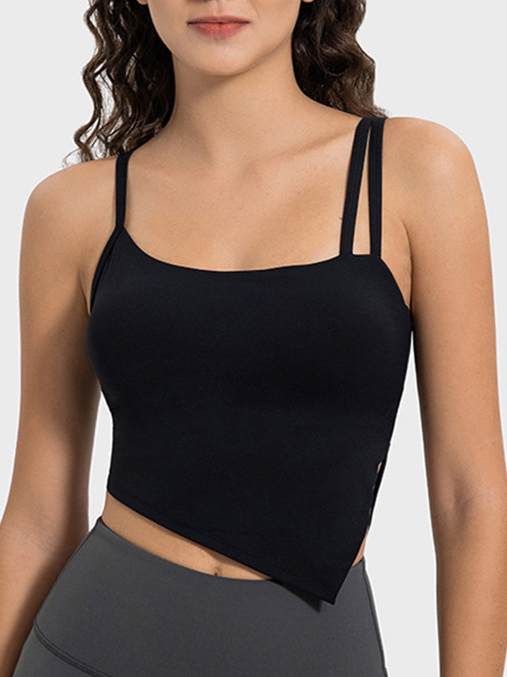 Millennia Slit Asymmetrical Neck Active Cami - DRG Boutique Apparel & Accessories LLC