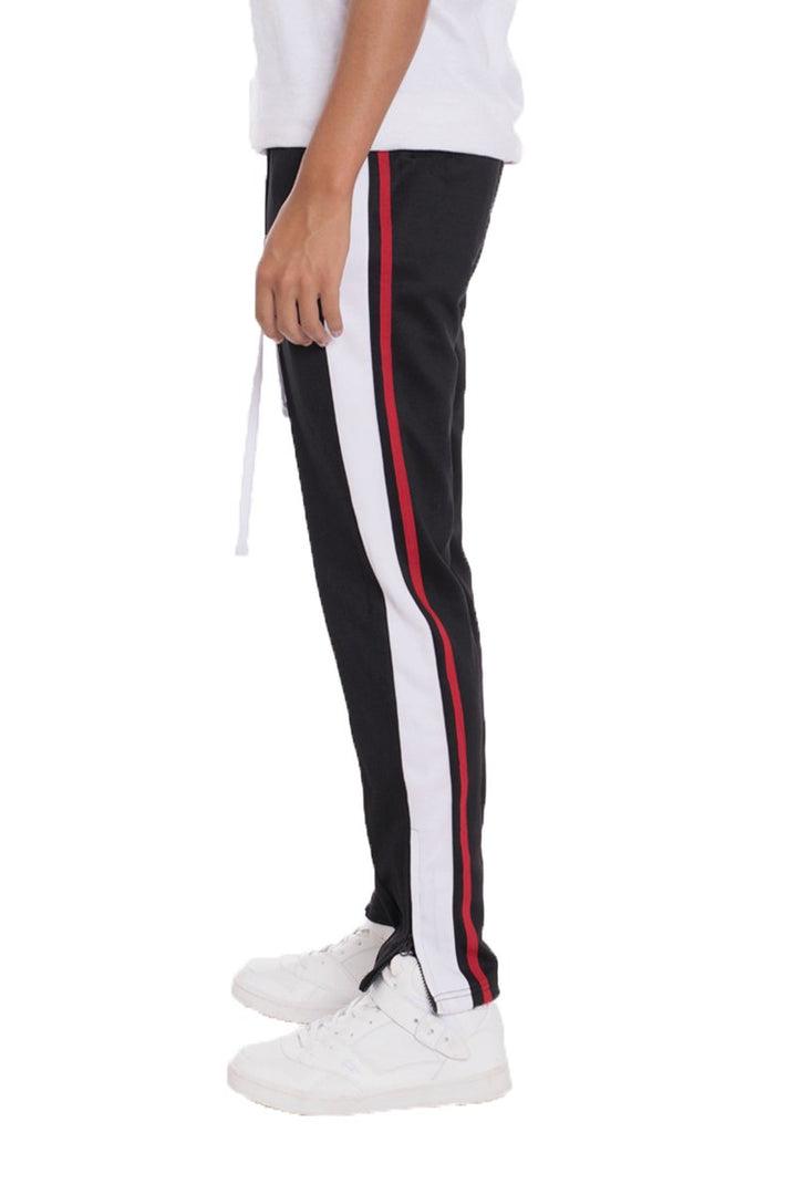 Tricot Striped Track Pants- Black