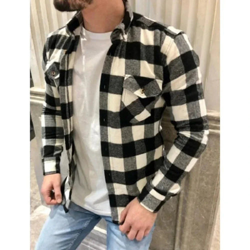 Mens Dual Pocket Long Sleeve Flannel Shirt - DRG Boutique Apparel & Accessories LLC