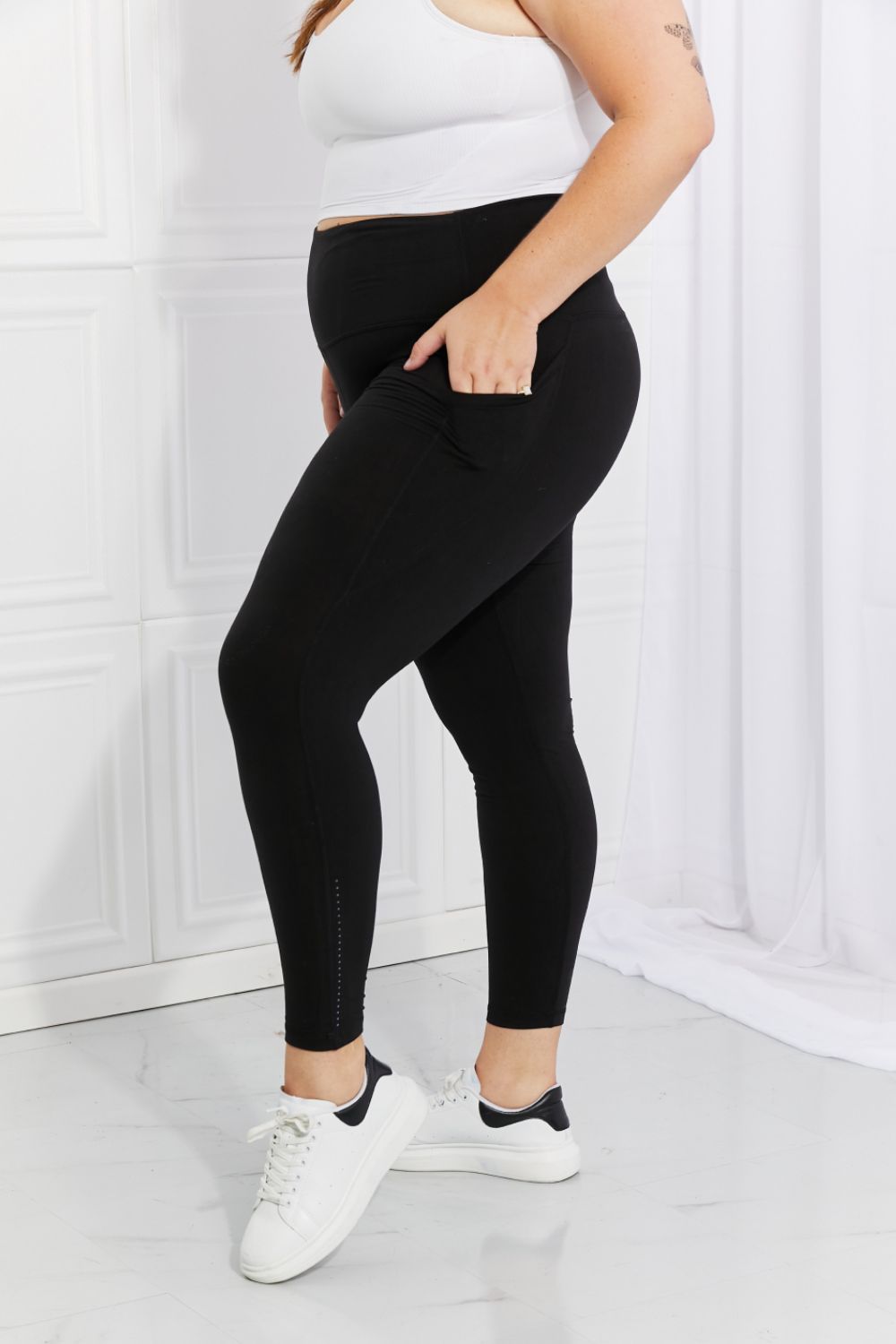 Leggings Depot Full Size Strengthen and Lengthen Reflective Dot Active Leggings - DRG Boutique Apparel & Accessories LLC