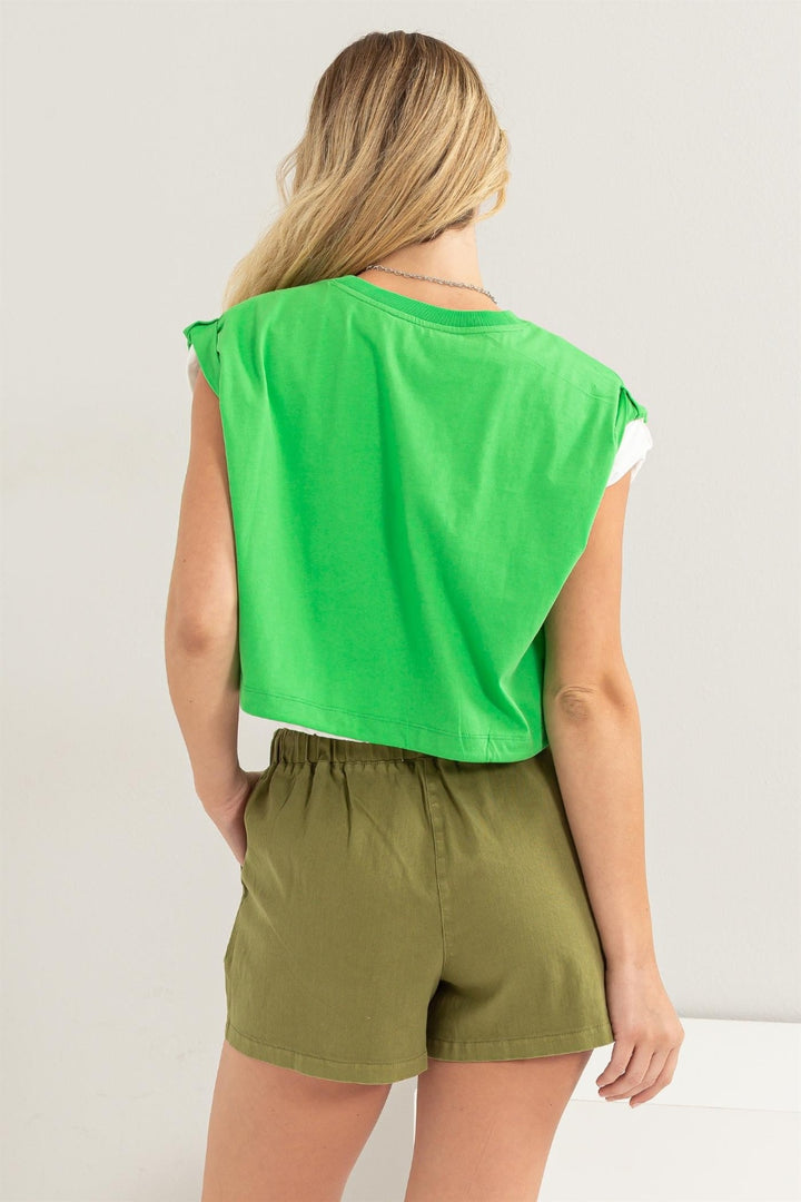 HYFVE Drawstring Hem Crop Top, Green