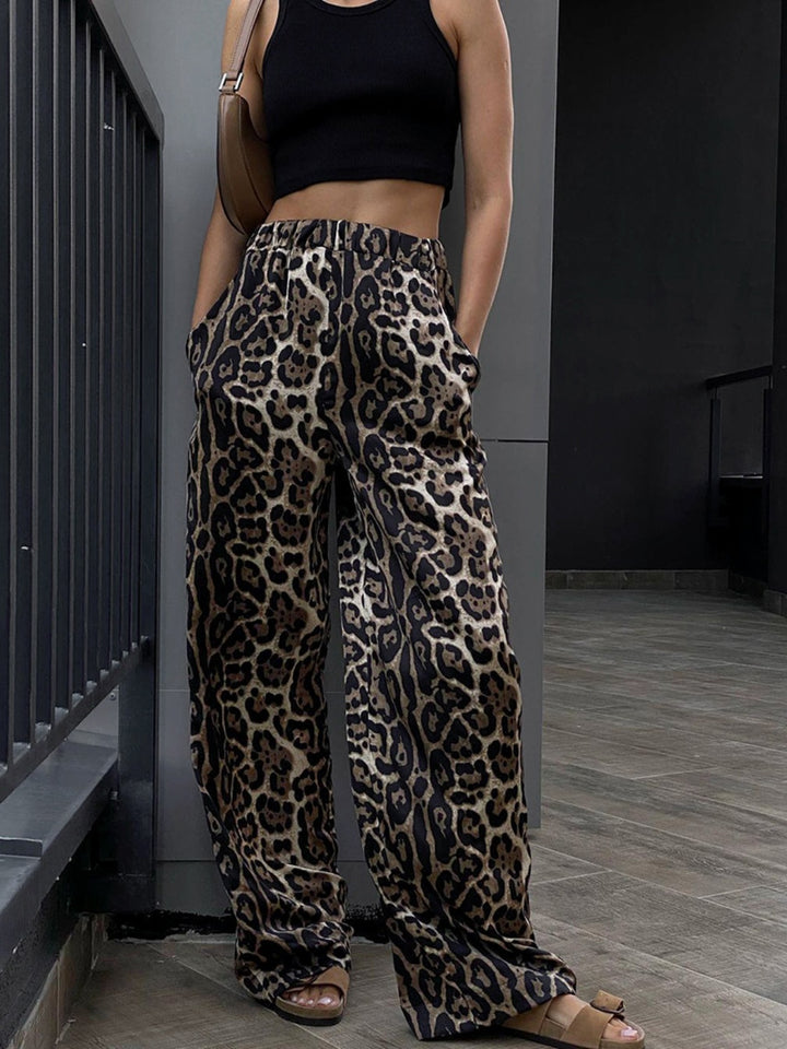 Leopard High Waist Wide Leg Pants - DRG Boutique Apparel & Accessories LLC