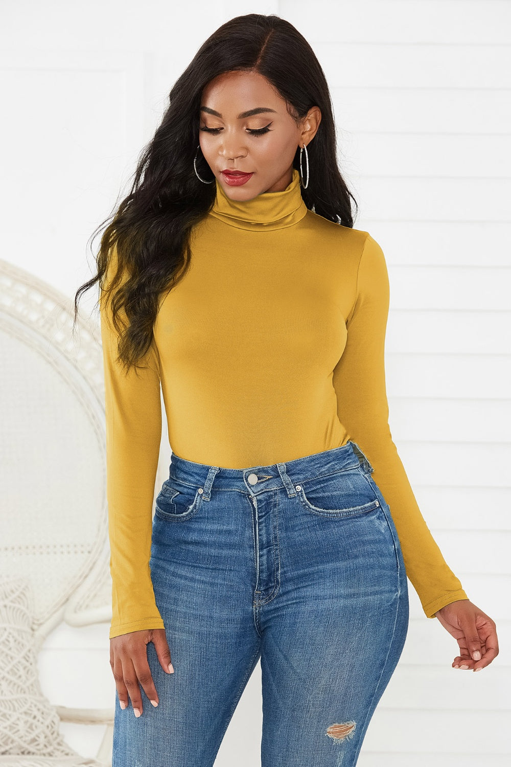 Turtleneck Long Sleeve Bodysuit - DRG Boutique Apparel & Accessories LLC