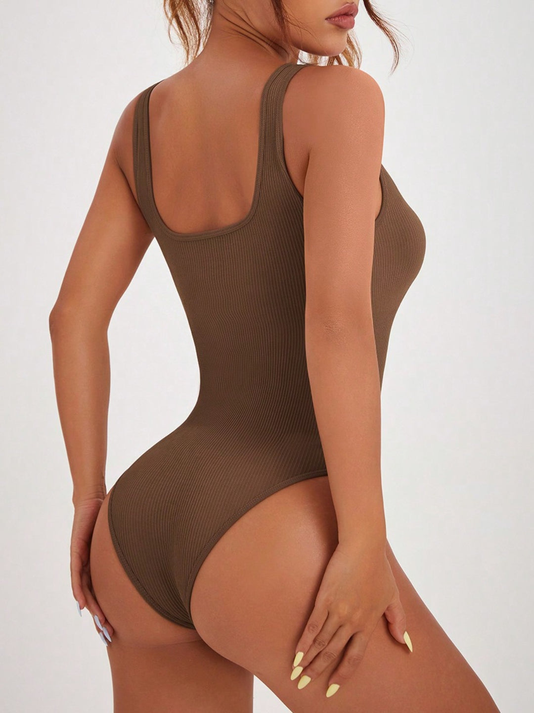 Scoop Neck Wide Strap Active Bodysuit - DRG Boutique Apparel & Accessories LLC