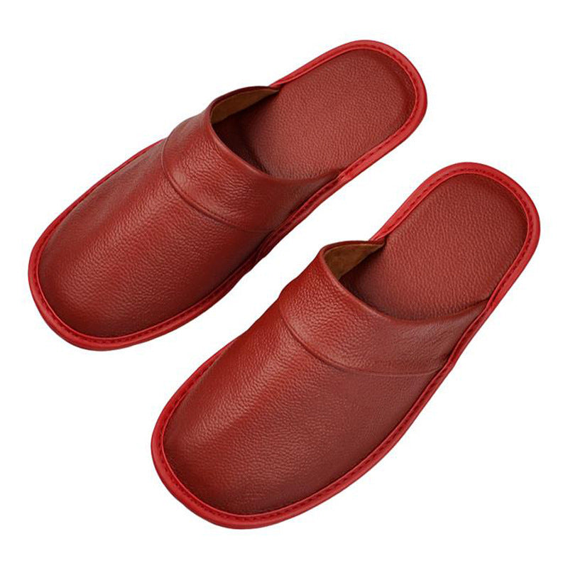 Cowhide Slippers Baotou Home Men And Women Elderly