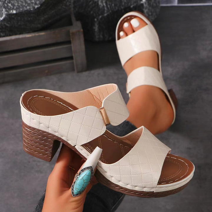 PU Leather Block Heel Sandals - DRG Boutique Apparel & Accessories LLC