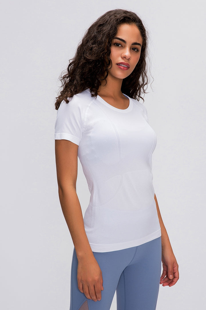 Millennia Round Neck Short Sleeve Active T-Shirt - DRG Boutique Apparel & Accessories LLC