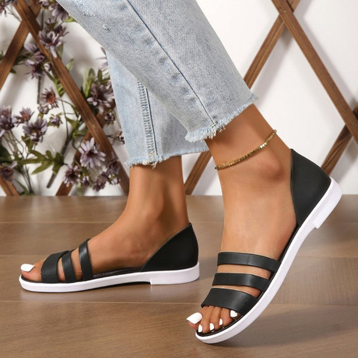 PU Leather Three-Strap Sandals - DRG Boutique Apparel & Accessories LLC