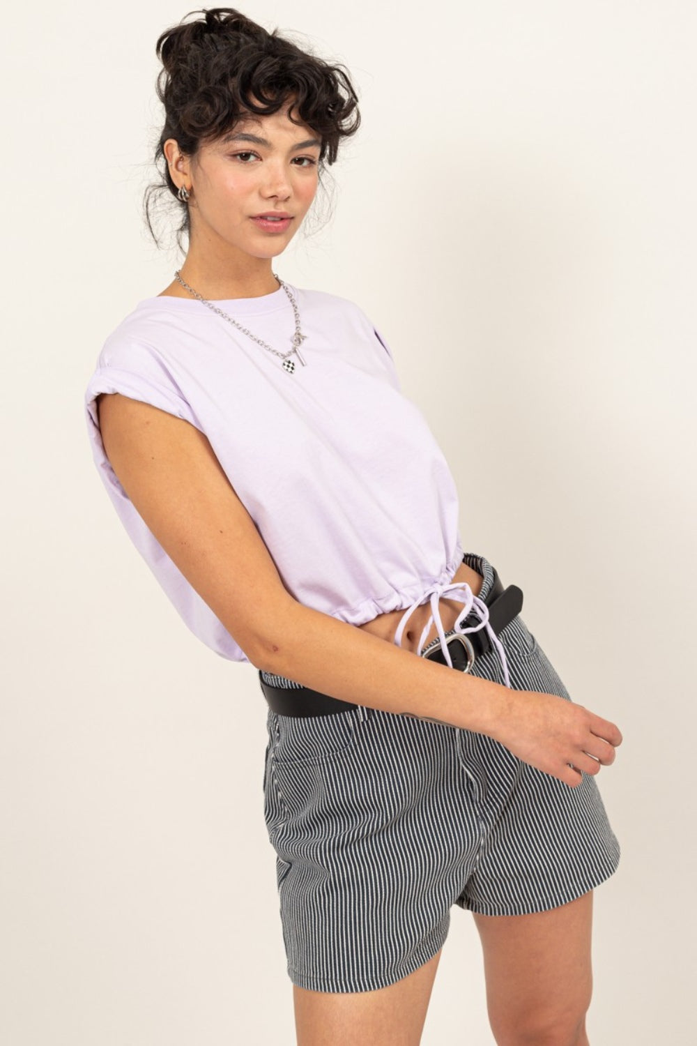 HYFVE Drawstring Hem Crop Top, Lavender