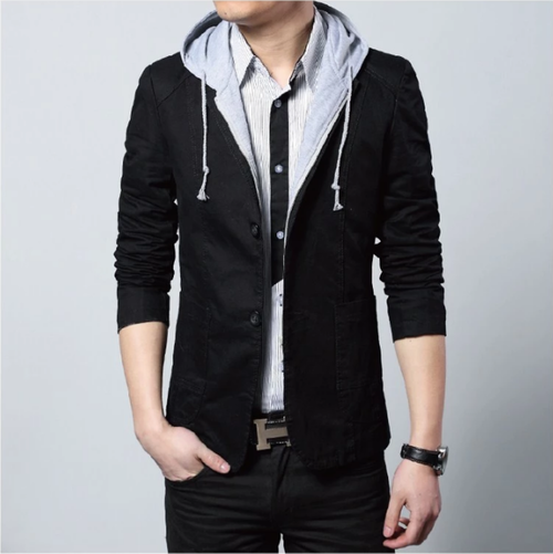 Mens Street Style Hooded Blazer - DRG Boutique Apparel & Accessories LLC