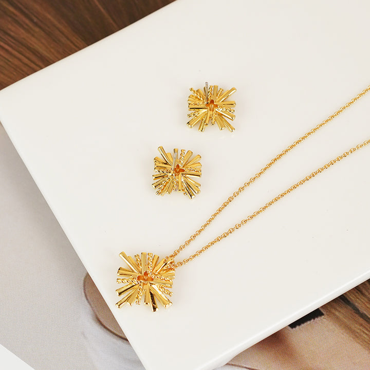 Starburst Gold-Plated Earrings and Necklace Set - DRG Boutique Apparel & Accessories LLC