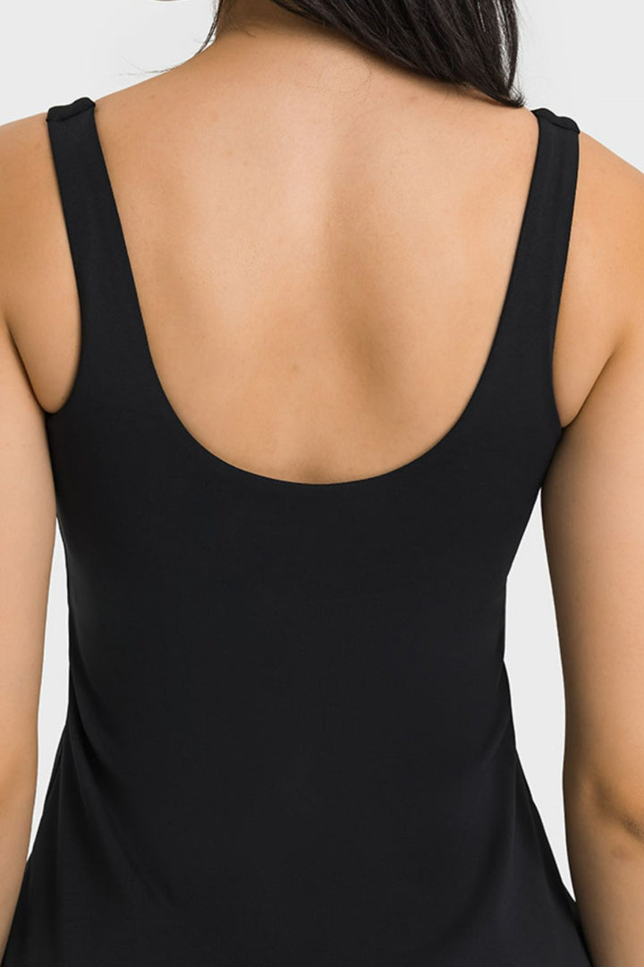 Millennia Square Neck Sports Tank Dress with Full Coverage Bottoms - DRG Boutique Apparel & Accessories LLC