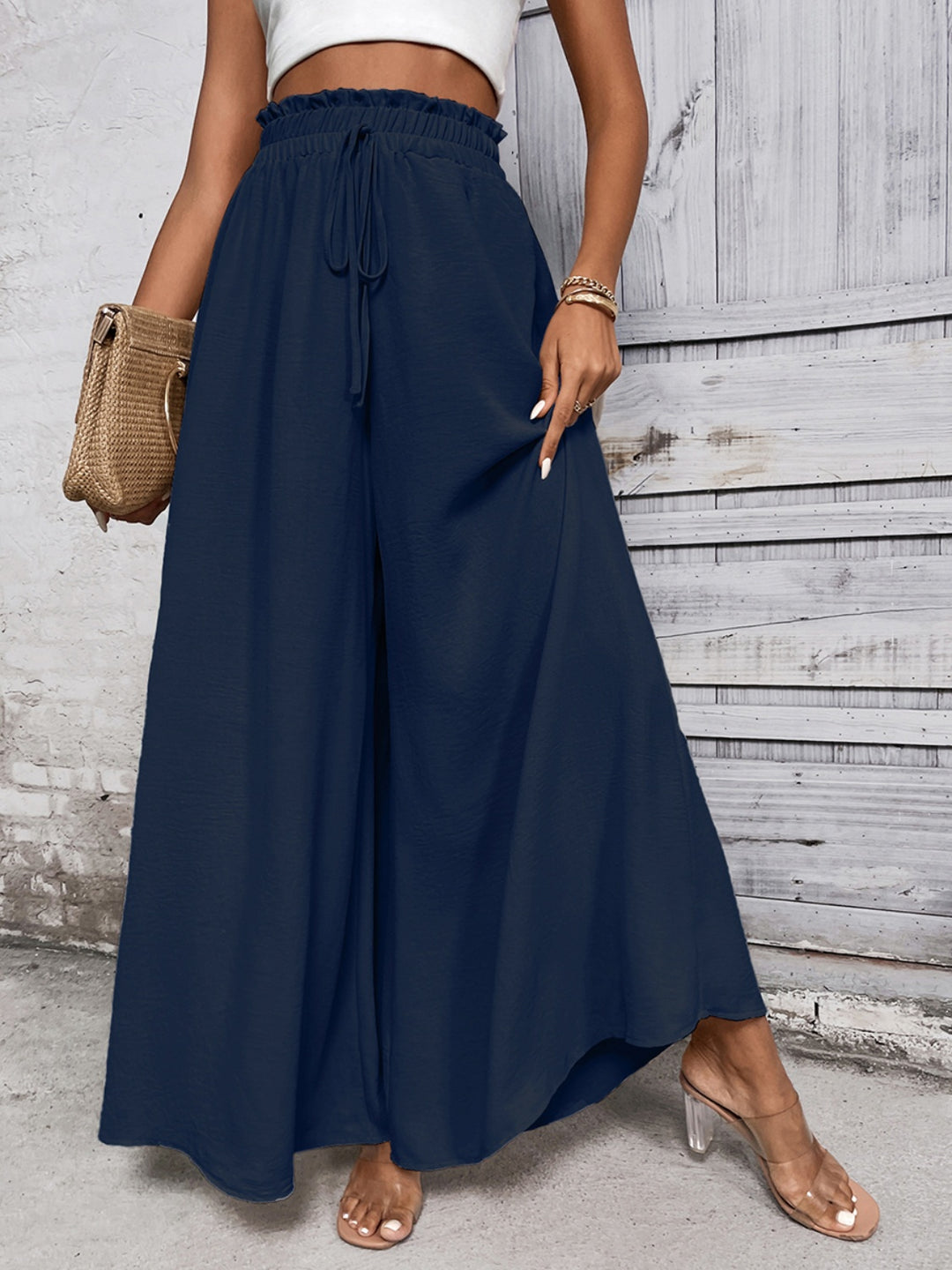 Honey Tied High Waist Wide Leg Pants - DRG Boutique Apparel & Accessories LLC