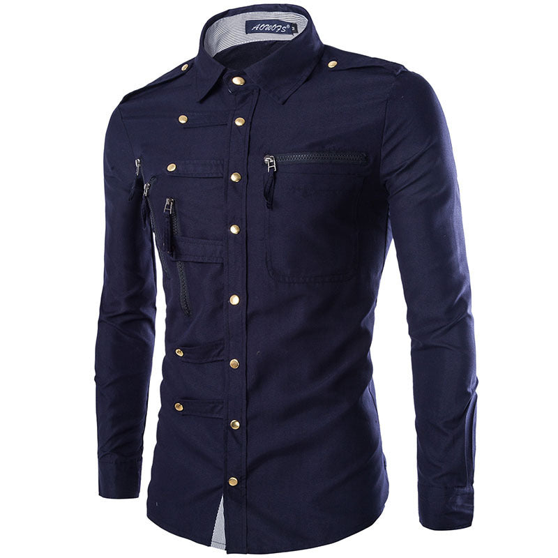 Brand Men Shirt Fashion Design, Slim Fit Cotton Dress Shirt Long Sleeve