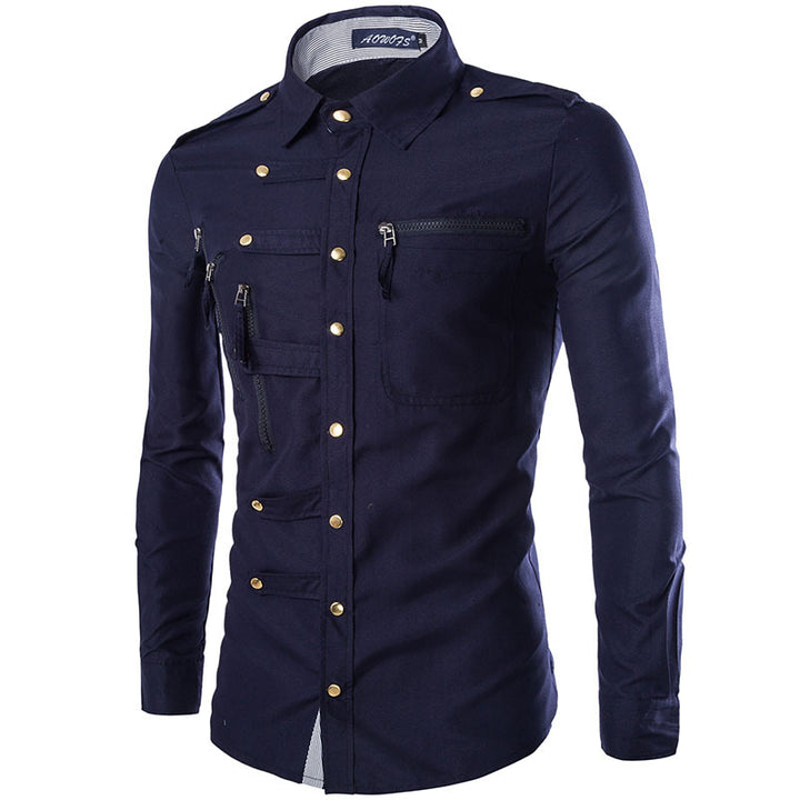 Brand Men Shirt Fashion Design, Slim Fit Cotton Dress Shirt Long Sleeve
