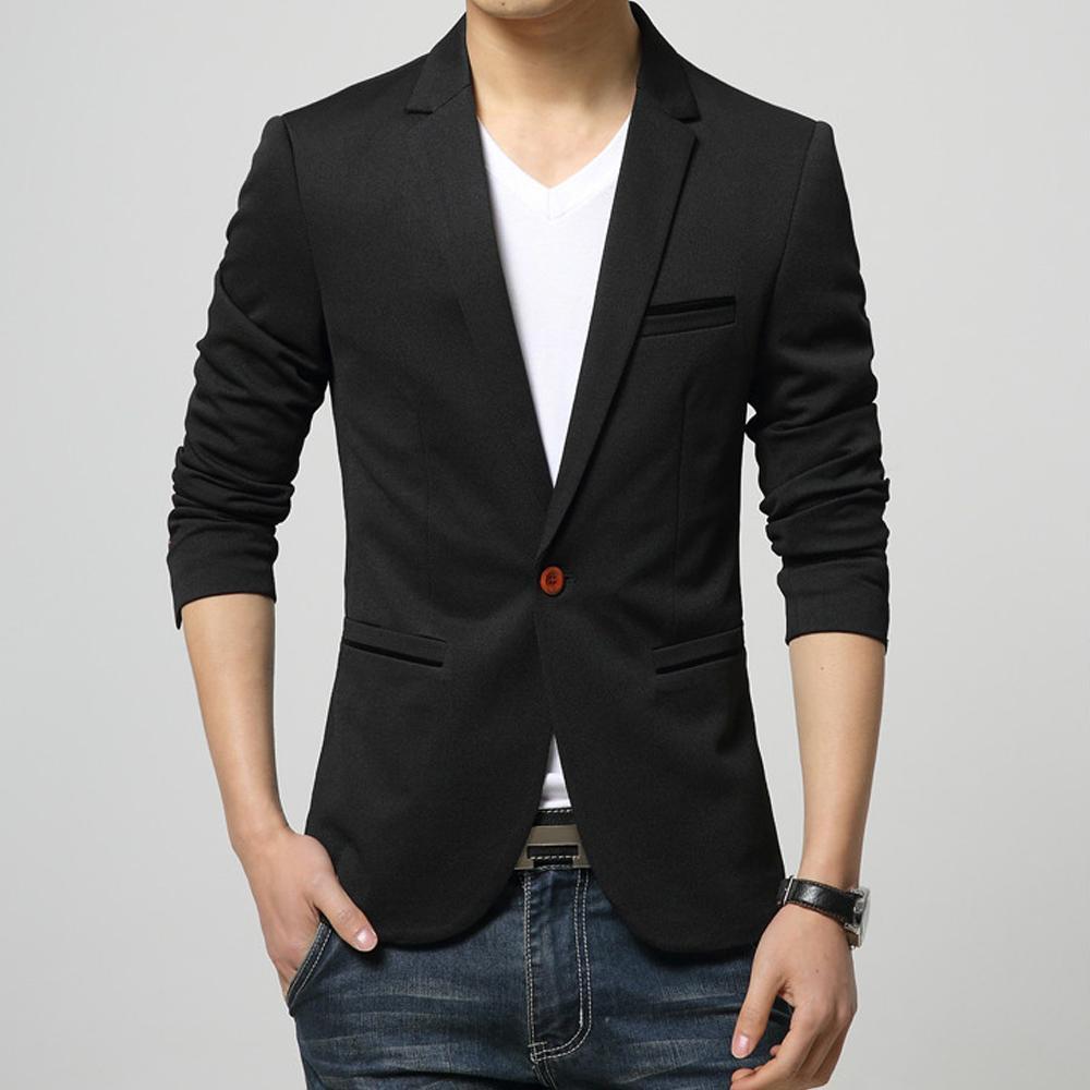 Mens One Button Slim Fit Blazer - DRG Boutique Apparel & Accessories LLC