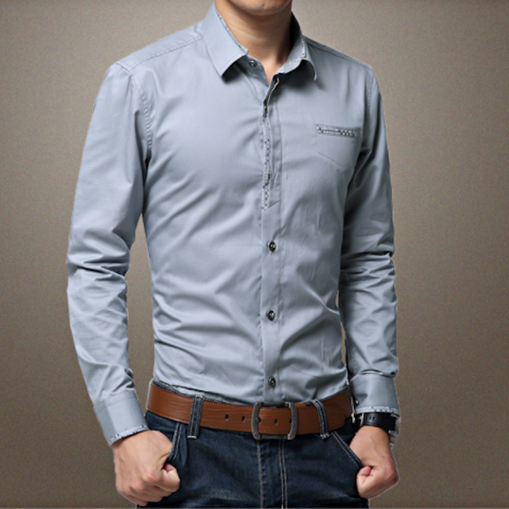 Mens Shirt with Contrasting Pocket and Cuff Details - DRG Boutique Apparel & Accessories LLC