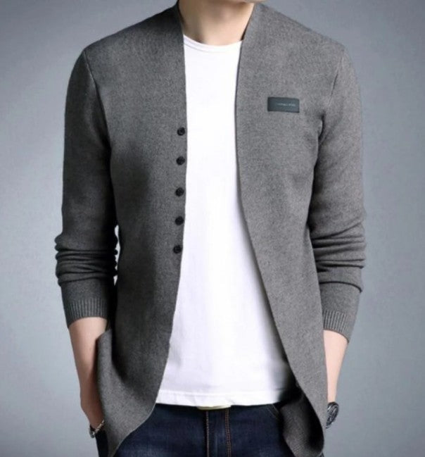 Mens Slim Fit Cardigan with Button Design - DRG Boutique Apparel & Accessories LLC