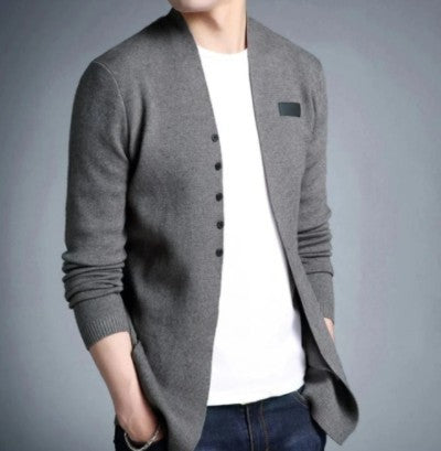 Mens Slim Fit Cardigan with Button Design - DRG Boutique Apparel & Accessories LLC