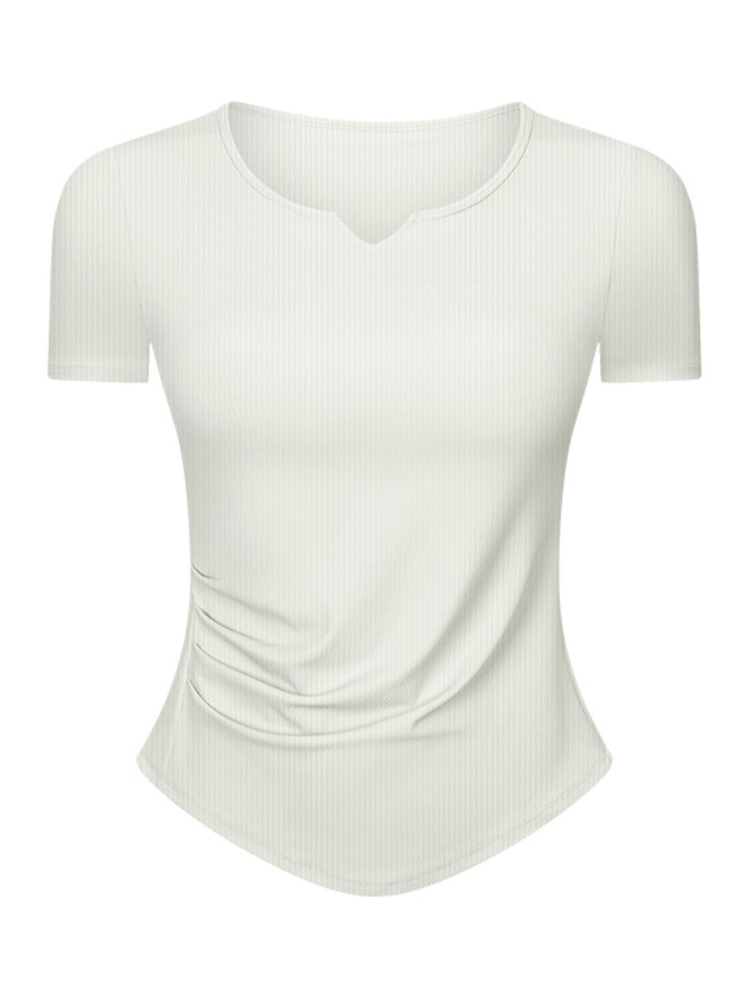 Millennia Notched Short Sleeve Active T-Shirt - DRG Boutique Apparel & Accessories LLC