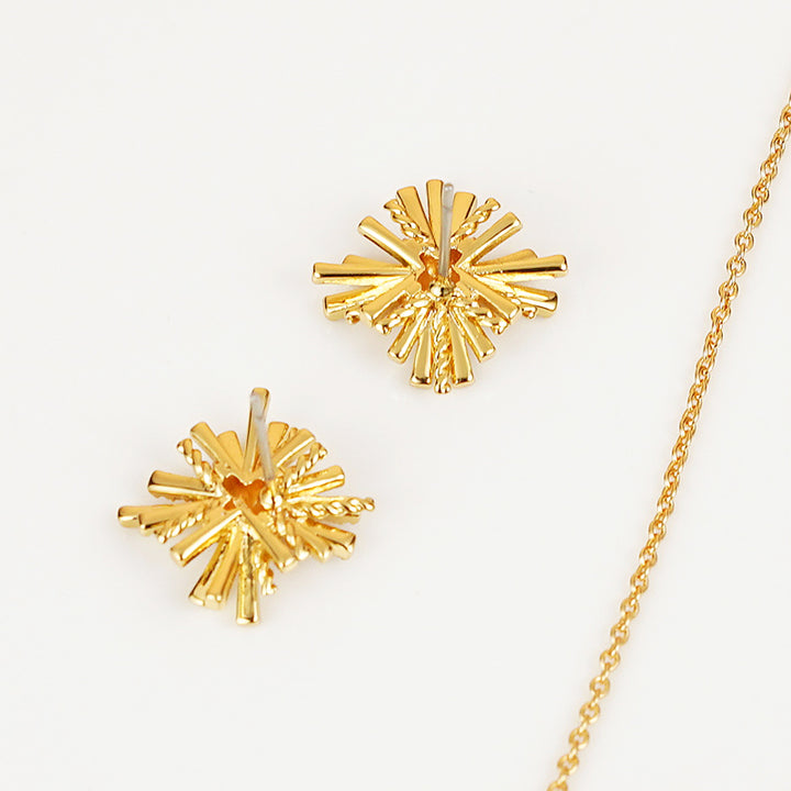 Starburst Gold-Plated Earrings and Necklace Set - DRG Boutique Apparel & Accessories LLC