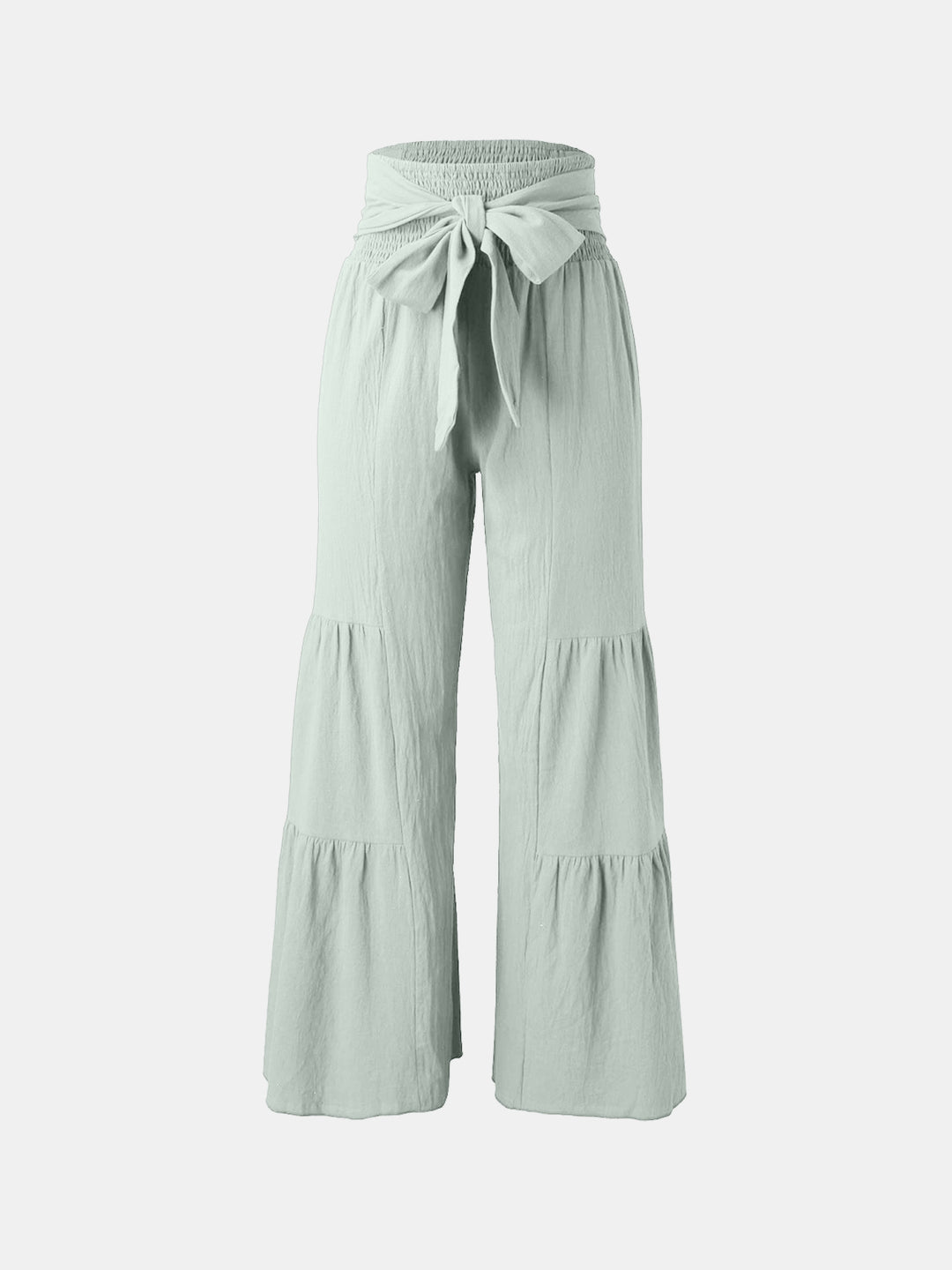 Tied Ruched Wide Leg Pants - DRG Boutique Apparel & Accessories LLC