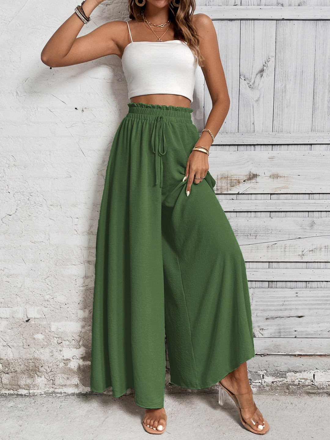 Honey Tied High Waist Wide Leg Pants - DRG Boutique Apparel & Accessories LLC