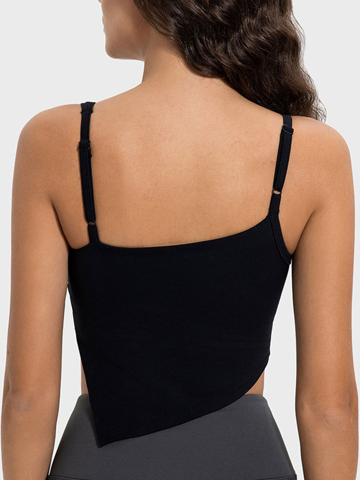 Millennia Slit Asymmetrical Neck Active Cami - DRG Boutique Apparel & Accessories LLC