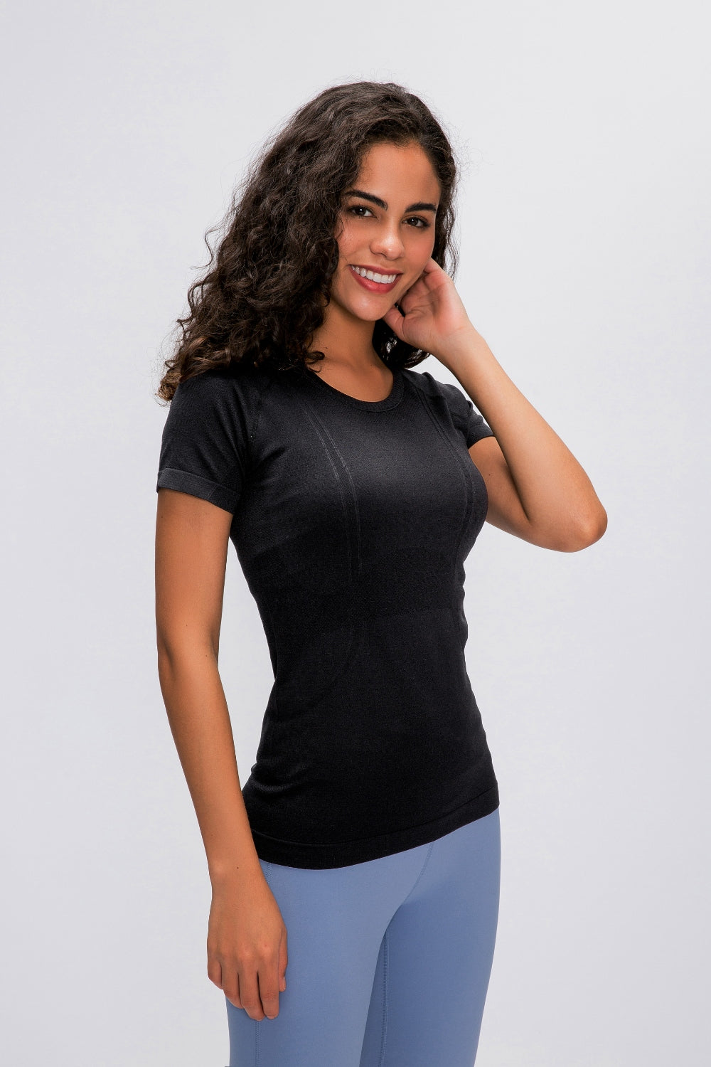 Millennia Round Neck Short Sleeve Active T-Shirt - DRG Boutique Apparel & Accessories LLC