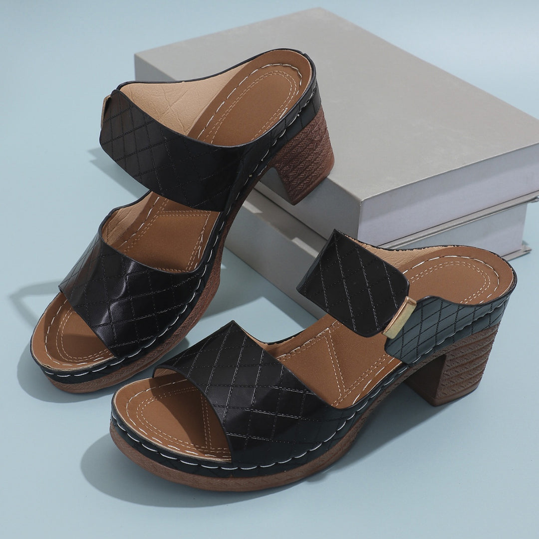 PU Leather Block Heel Sandals - DRG Boutique Apparel & Accessories LLC