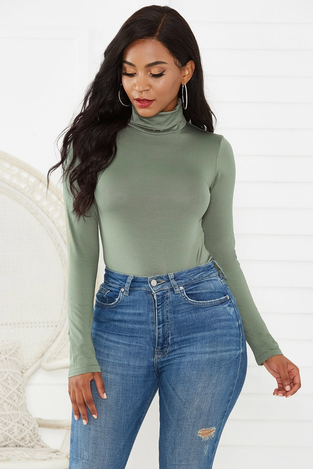 Turtleneck Long Sleeve Bodysuit - DRG Boutique Apparel & Accessories LLC