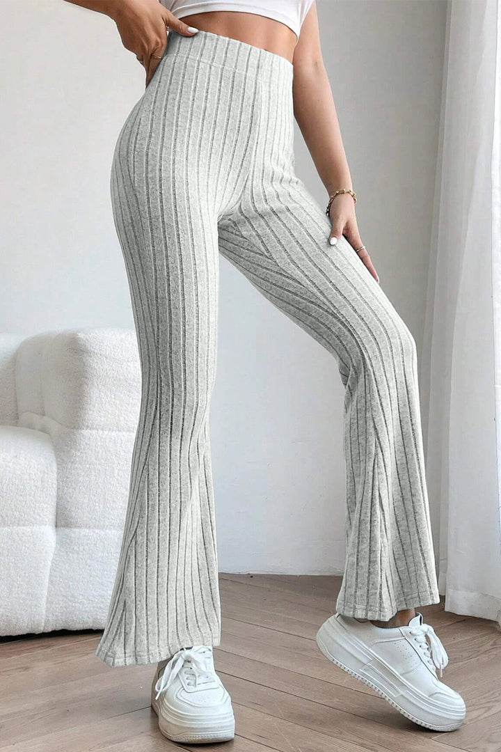 Basic Bae Full Size Ribbed High Waist Flare Pants - DRG Boutique Apparel & Accessories LLC