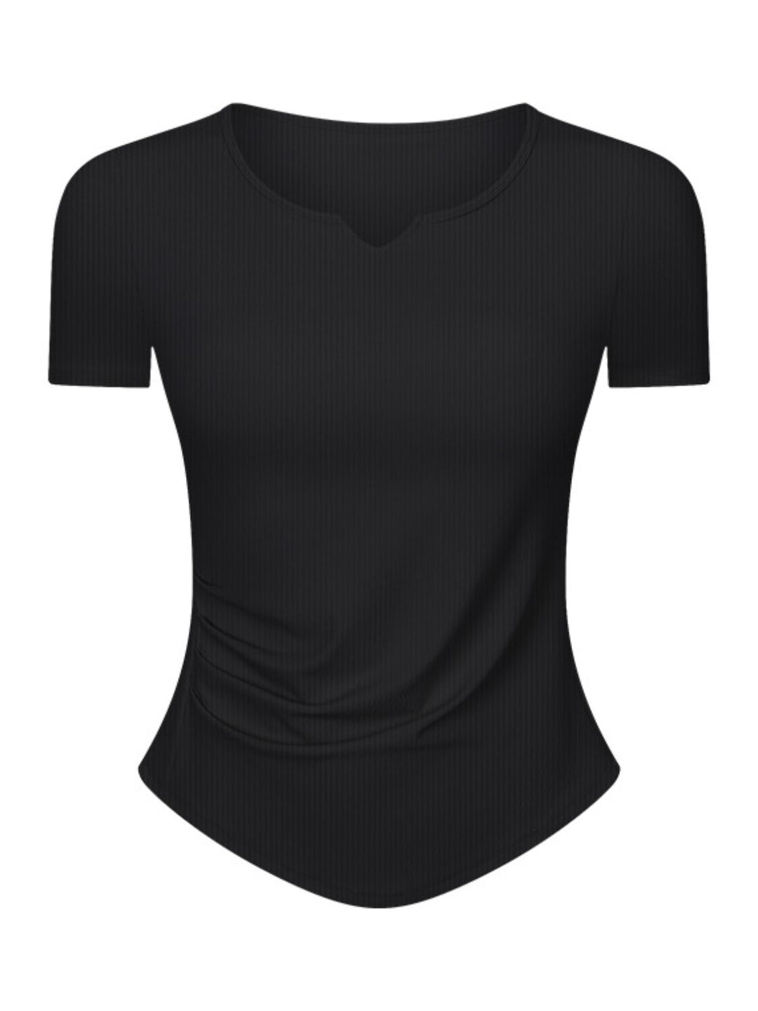 Millennia Notched Short Sleeve Active T-Shirt - DRG Boutique Apparel & Accessories LLC