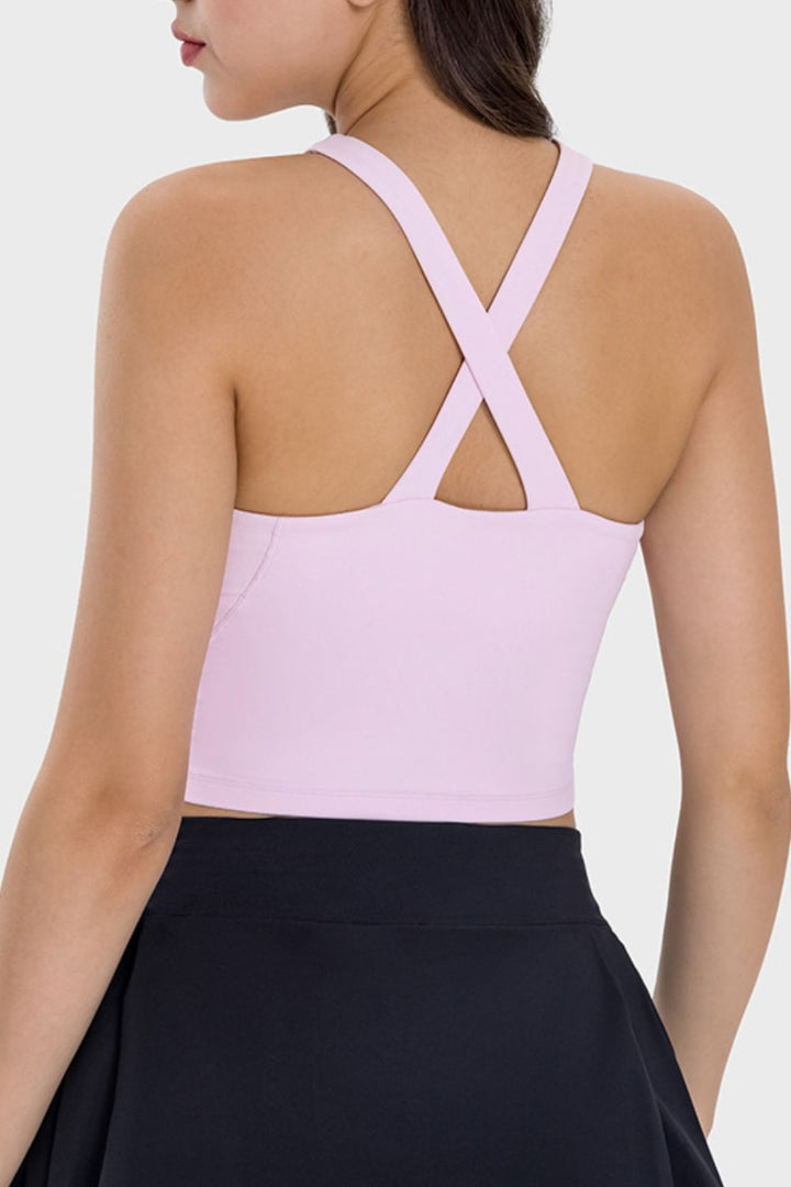 Millennia Crisscross Grecian Neck Active Cami - DRG Boutique Apparel & Accessories LLC